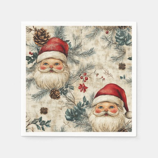 Nostalgische vakantie Rosy Santa Pattern Découpage Servet (Voorkant)