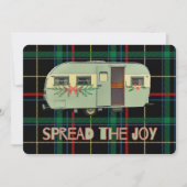 Nostalgische Vintage Camper Verspreid de Vrolijkhe Feestdagenkaart (Voorkant)