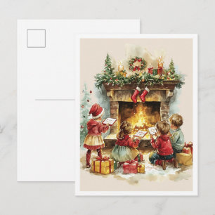 Nostalgische Vintage Kerst Kids Briefkaart