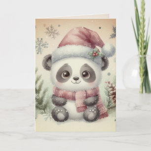 Nostalgische Vintage Kerst Panda Antiek Kaart