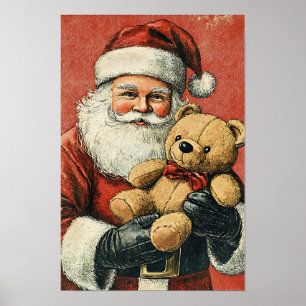 Nostalgische Vintage Kerstman Poster