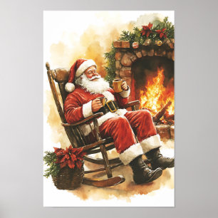 Nostalgische Vintage Kerstman Poster