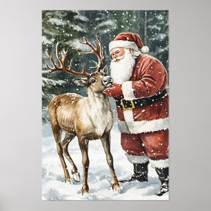 Nostalgische Vintage Kerstman Poster