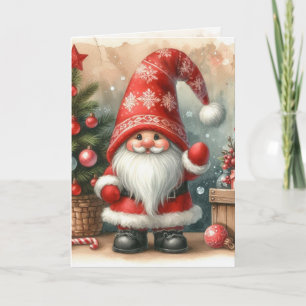 Nostalgische vintage Kerstman waterverf Kaart