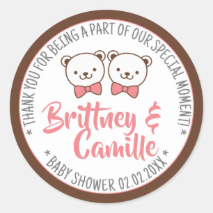 Nostalgische Vintage Teddy Bear Baby shower Labels
