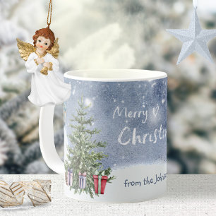 Nostalgische waterverf kerst lantaarn cadeaus koffiemok