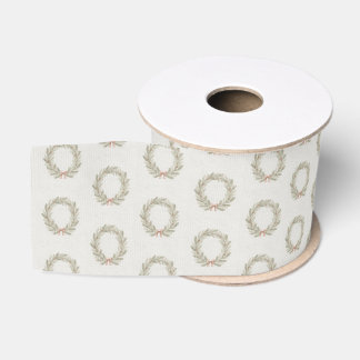 Nostalgische waterverf stijl vakantie krans grosgrain lint