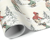 Nostalgische Winter Hockey Cadeaupapier (Rol Hoek)