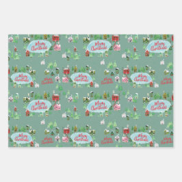 Nostalgische Winterkerst Inpakpapier Vel