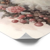 Nostalgische zwarte kerstman met roze bloemelement poster (Hoek)