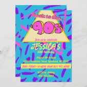 Nostaligic Throwback Birthday Invitation 90 Kaart (Voorkant / Achterkant)