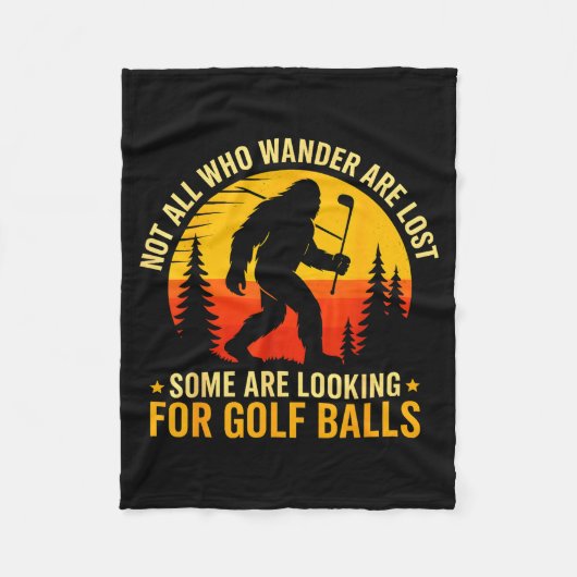 Not All Who Wander Are Lost Funny Bigfoot Golfing Fleece Deken (Voorkant)