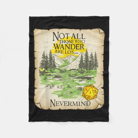Not All Who Wander Are Lost Funny Maps Rpg Parody  Fleece Deken (Voorkant)