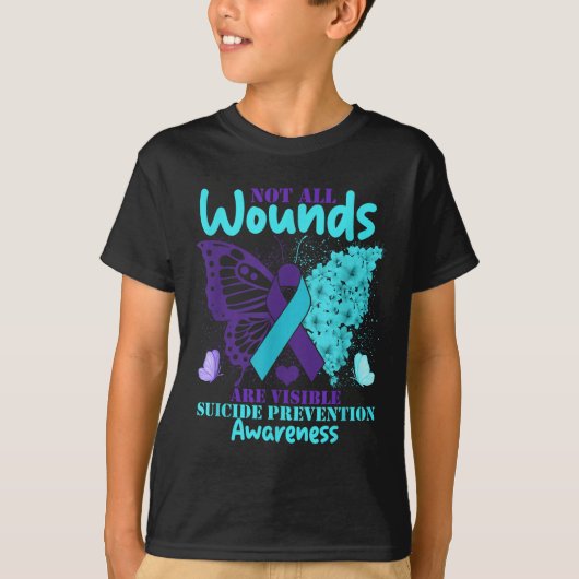 Not All Wounds Are Visible Suicide Awareness T-shirt (Voorkant)