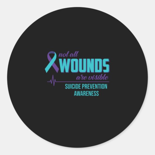 Not All Wounds Are Visible Suicide Prevention Ronde Sticker (Voorkant)