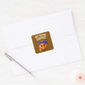 Not Before Coffee  Vierkante Sticker (Envelop)