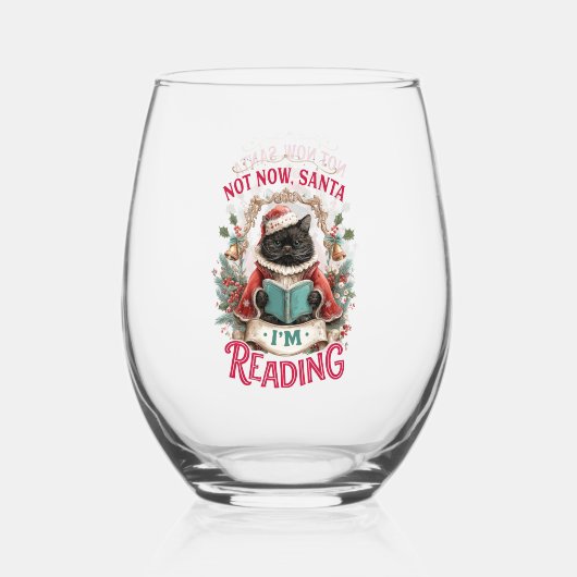 Not Now Santa I'm Reading Wijnglas Zonder Voet (Achterkant)