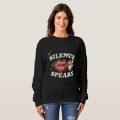 Not Speaking Lips Zipped Shut Silence Speaks Trui (Voorkant volledig)