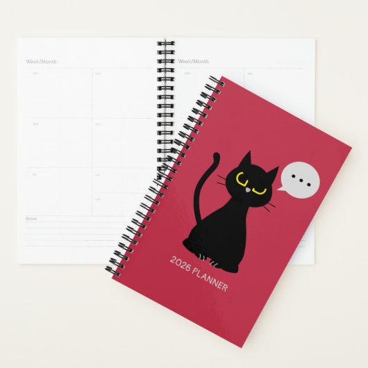 NOT TODAY! Grumpy Black Cat Planner (Devant avec enveloppe)