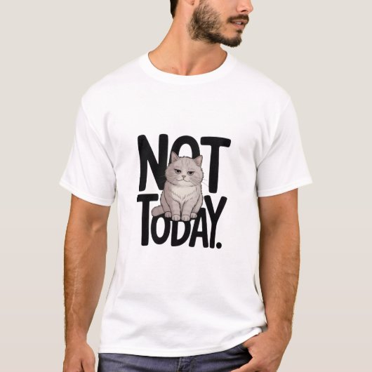 Not Today – Grumpy Shivering Cat Boxy T-Shirt (Devant)