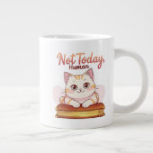 Not Today Human Cute Cat on Book Funny Design Extra Grote Beker (Rechts)
