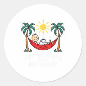Not Working From Anywhere Funny Hammock 2025  Ronde Sticker (Voorkant)