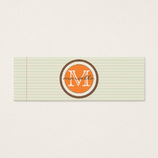 Nota Document Achtergrond Oranje Monogram Mini Visitekaartjes