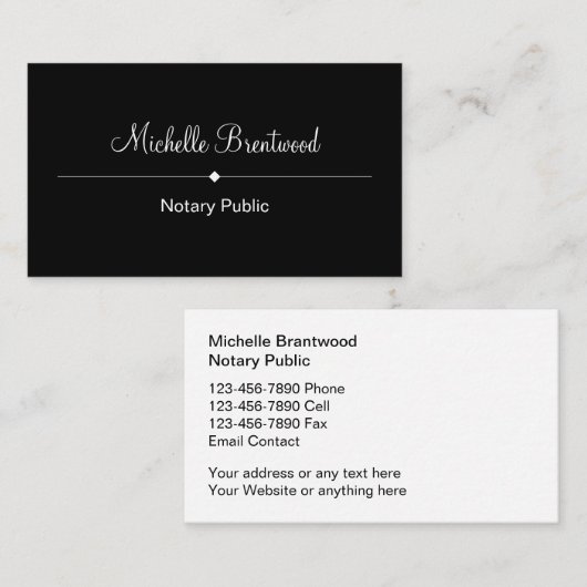 Notaire Classique Public Cartes de visite simples (Devant / Derrière)