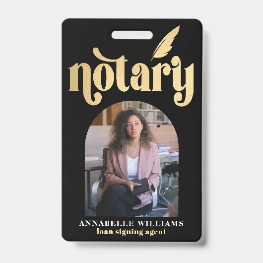Notaire Gold & Black Typography Badge photo (Avant)