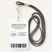 Notaire Gold & Black Typography Badge photo (Derrière avec lanière)