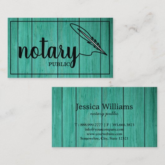 Notaire Public Élégant Script Carte de visite simp (Devant / Derrière)