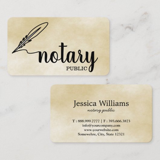 Notaire Public Élégant Script Carte de visite simp (Devant / Derrière)