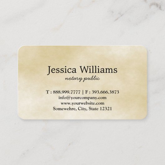 Notaire Public Élégant Script Carte de visite simp (Dos)