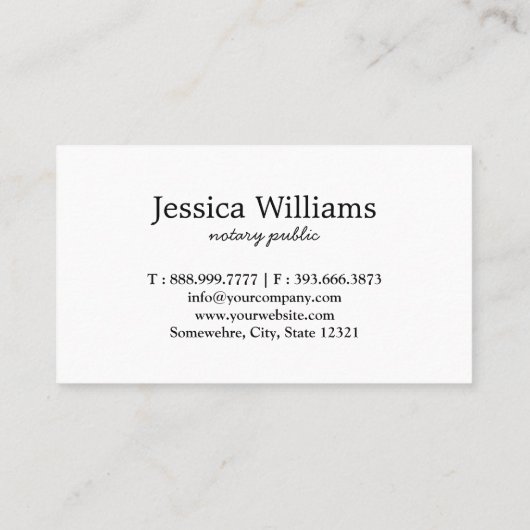 Notaire Public Élégant Script Carte de visite simp (Dos)