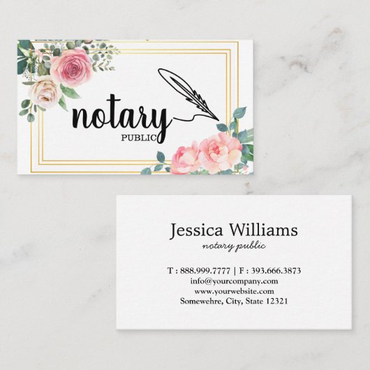 Notaire Public Élégant Script Carte de visite simp (Devant / Derrière)