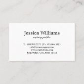 Notaire Public Élégant Script Carte de visite simp (Dos)