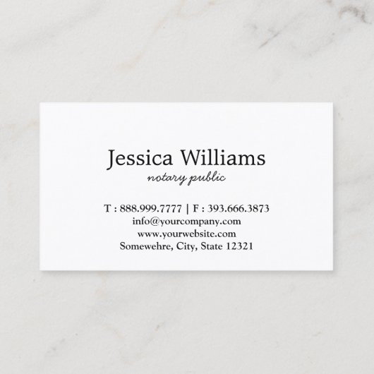 Notaire Public Élégant Script Carte de visite simp (Dos)