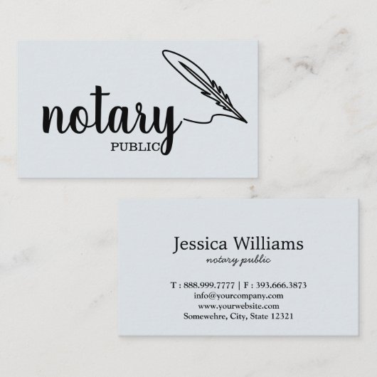 Notaire Public Élégant Script Carte de visite simp (Devant / Derrière)