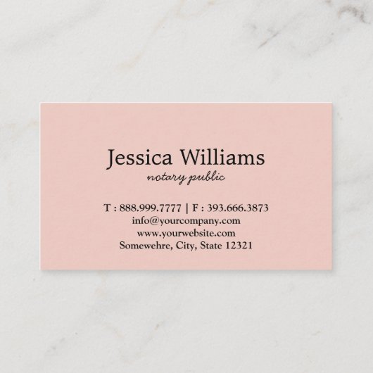 Notaire Public Élégant Script Carte de visite simp (Dos)