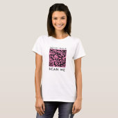 Notarieel publiek "Scan me" roze en zwarte QR-code T-shirt (Voorkant volledig)