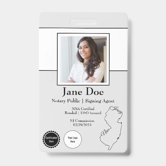 Notaris embleem QR-code van de staat New Jersey Badge (Voorzijde)