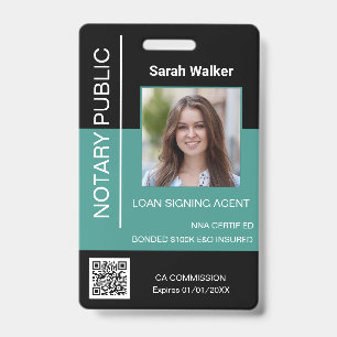 Notaris ID kantoormedewerker stoffig turquoise Badge