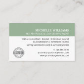 Notaris Lening Ondertekenaar Script Logo Sage Gree Visitekaartje (Achterkant)