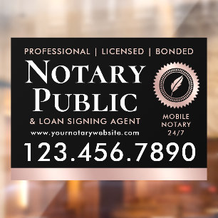 Notaris Lening Ondertekeningsagent Black Rose Gold Raamsticker