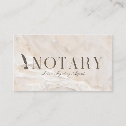 Notaris Lening Signing Agent Beige Marmer Visitekaartje (Voorkant)