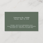 Notaris Lening Signing Agent Elegant Sage Groene F Visitekaartje (Achterkant)