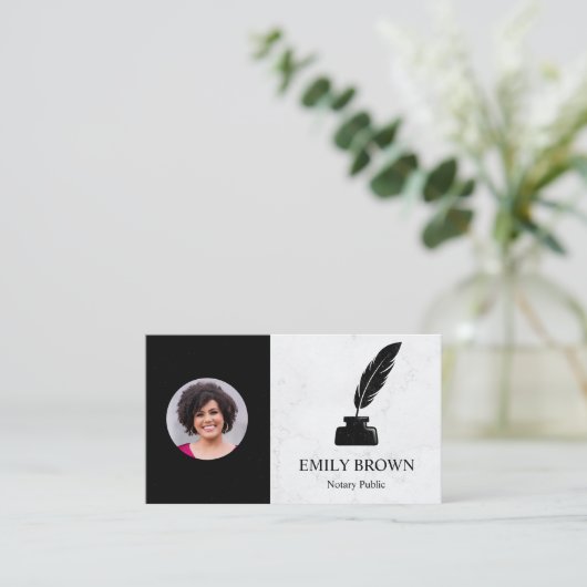 Notaris Lening Signing Agent Marble Afbeelding Ink Visitekaartje (Staand voorkant)