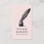 Notaris Lening Signing Agent  Quill Pen Blush Visitekaartje (Voorkant)