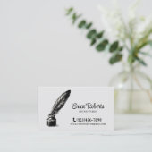 Notaris ondertekenaar  Quill Pen Plain Visitekaartje (Staand voorkant)