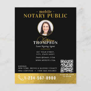 Notaris Ondertekenagent Black Gold Foto QR Code Flyer